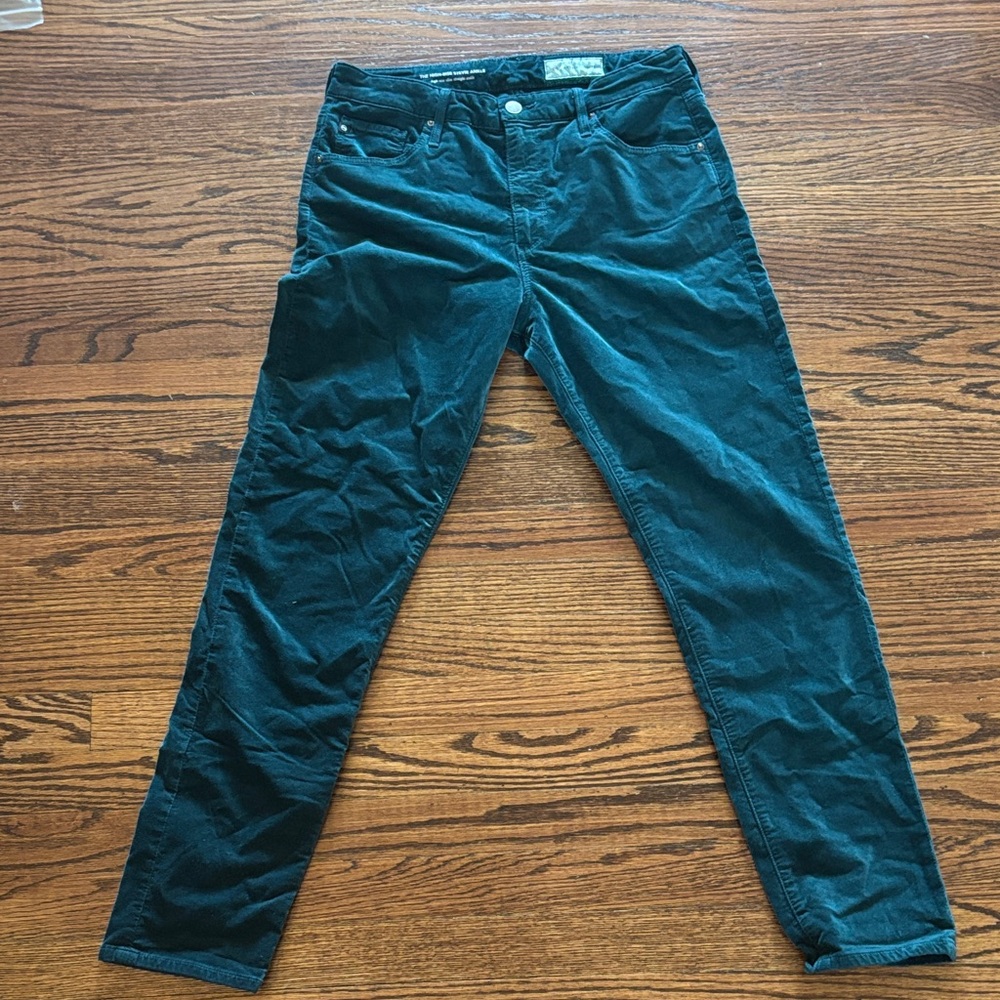 AG Anthropologie High-Rise Stevie Ankle Velvet Jeans, Size 30R